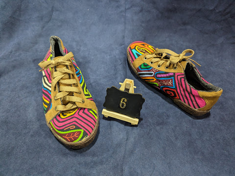 Boho Lace up Mola Shoes - Size 6 - Sevis
