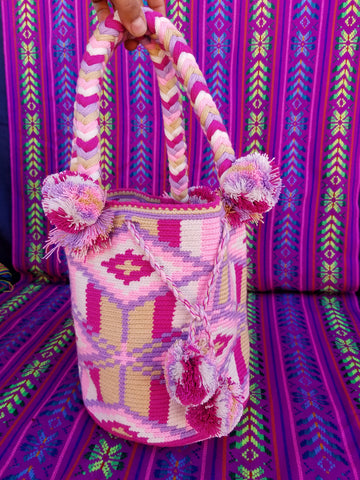 Tribal Wayuu Hand Woven Vegan Bucket Bag - Minas