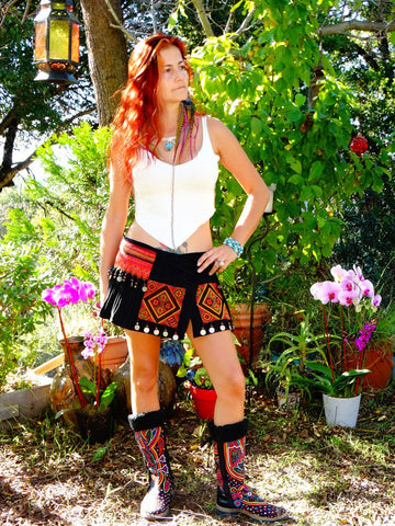 Tribal Hipster Belt/Skirt with Pockets - Peitha