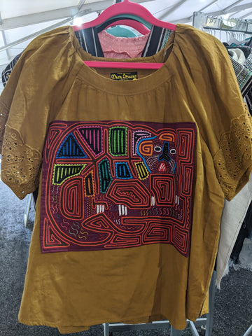 Tribal Hand Crafted Shirt - Mostaza - Size XL