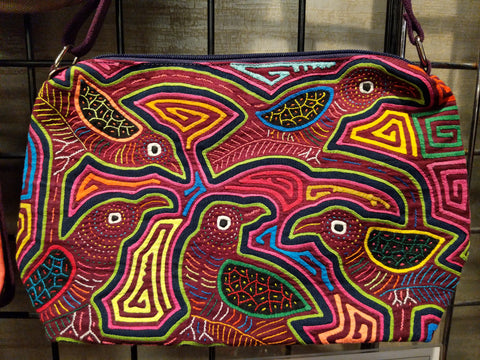 Tribal Textile Vegan Mola Purse - Bird family