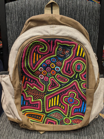 Tribal Textile Vegan Mola Backpack - Mono