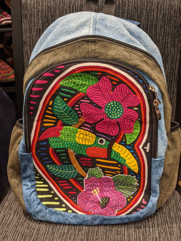 Tribal Textile Vegan Mola Backpack - Loro
