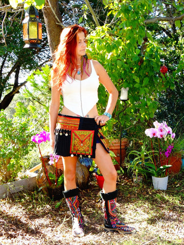 Tribal Hipster Belt/Skirt with Pockets - Electra