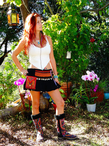 Tribal Hipster Belt/Skirt with Pockets - Portia