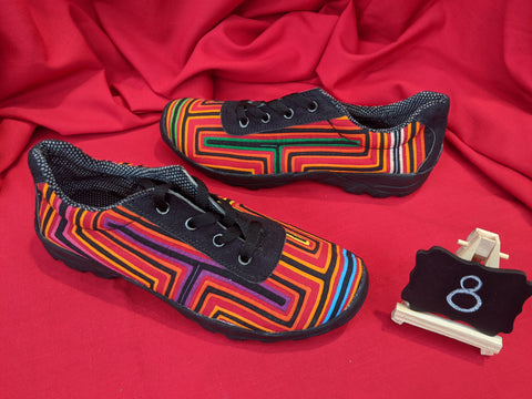 Boho Lace up Mola Shoes - Size 8 - Kali