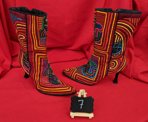 Paris Zipper Mola Boot Tribal Textiles - size 7 - Fiesta